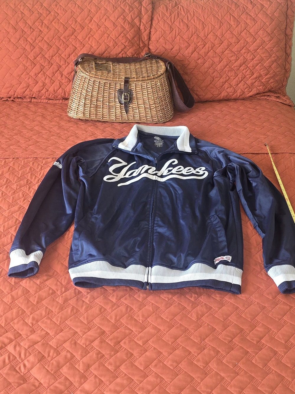Stitches NY Yankees Full Zip Track Jacket Navy Cream Retro MLB Mens Size L